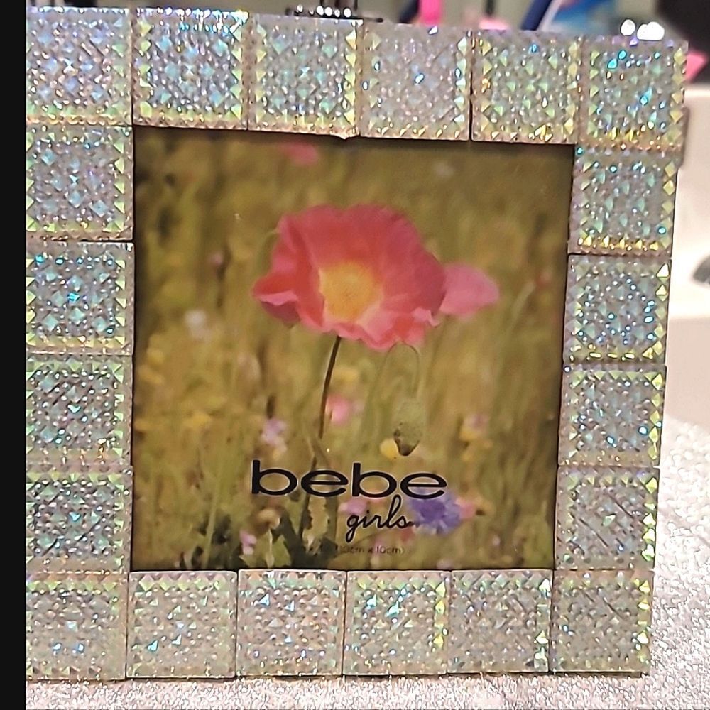 Bebe Girls Iridescent Rhinestone 4x4 Photo Frane - Picture 5 of 6